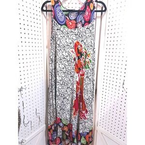 Jessica Taylor One Size Dress Women Tropical Print Sleeveless Knee Length
